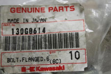 1985-2007 VULCAN VOYAGER 454LTD KAWASAKI (KB16) NOS OEM 130G0614 BOLT FLANGED