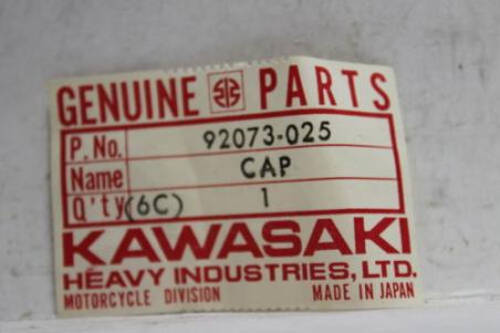 1974-1979 KX250 KT250 KAWASAKI (KB29) NOS OEM 92073-025 CAP CRANKCASE HOLE