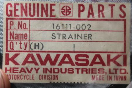 1973-1975 HONDA (KB42) NOS OEM 16111-002 STRAINER OIL