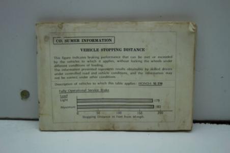 1976 HONDA XL250 XL250A OWNERS MANUAL BOOK (HB104)
