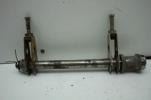1977 YAMAHA XS360-2D (#413) REAR AXLE BACK WHEEL WITH CHAIN TENSIONERS.