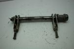 1977 YAMAHA XS360-2D (#413) REAR AXLE BACK WHEEL WITH CHAIN TENSIONERS.