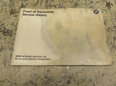 BMW PROOF OF OWNERSHIP SERVICE HISTORY MANUAL