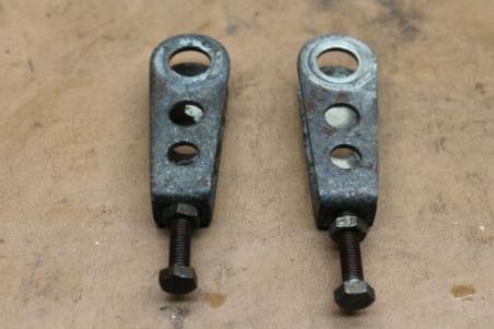 1980 KAWASAKI KZ650 (#227) AXLE CHAIN TENSIONER ADJUSTER BRACKETS 